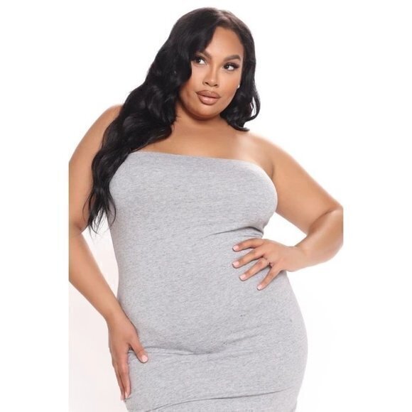 Rhianna Tube Dress - Cotton Blend Heather Grey Size Large RefFNB3‎ - Picture 9 of 13